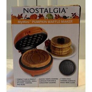 Nostalgia MyMini Pumpkin Shaped Waffle Maker NEW